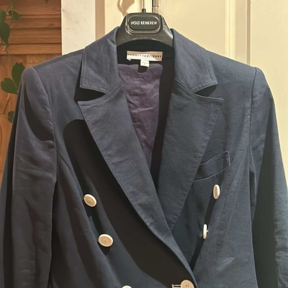 ROBERT RODRIGUEZ 2018 vogue navy blue nautical blazer 8 euc - Picture 5 of 12